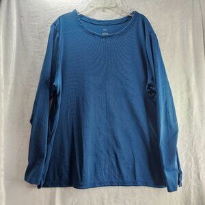 J. Jill Top Pima Cotton Round Neck Long Sleeve Tee Blue Size XL Tall Casual